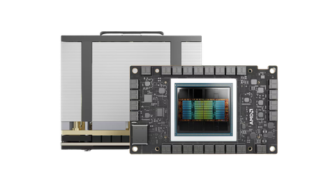 An AMD Instinct GPU accelerator module